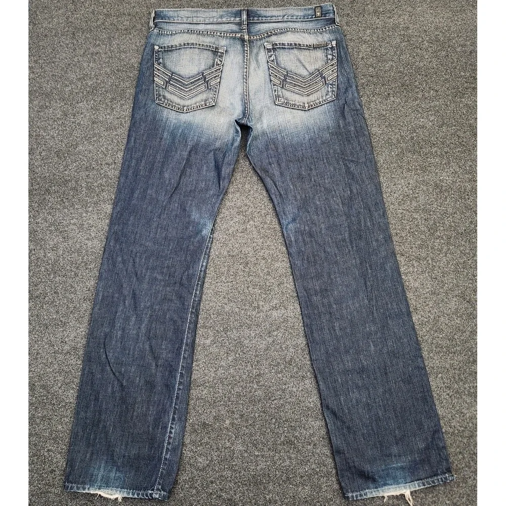 7 For All Mankind Men's 36 Standard Blie Medium Wash Straight Leg Jeans